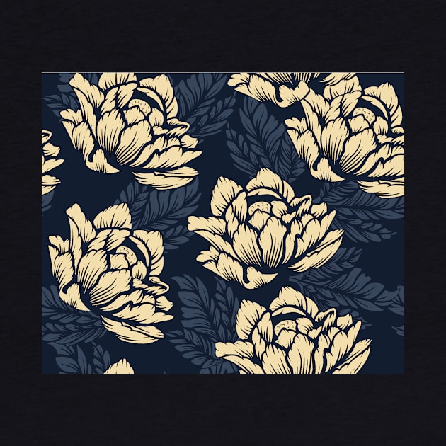 Seamless Yellow and Blue Floral Pattern by martynzero